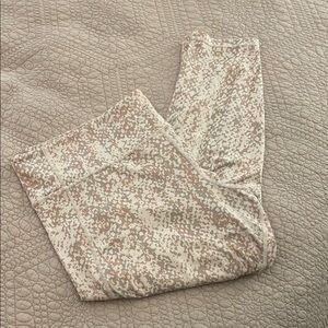 Athleta leggings cream with grey and rose golds pattern 2x